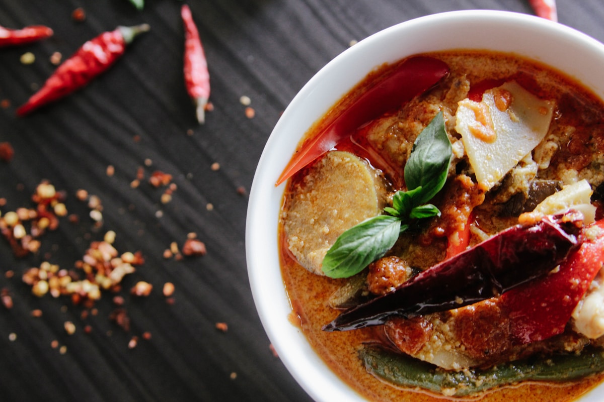 Spiced red curry dish with dried red chilies, a staple of Sri Lankan cuisine