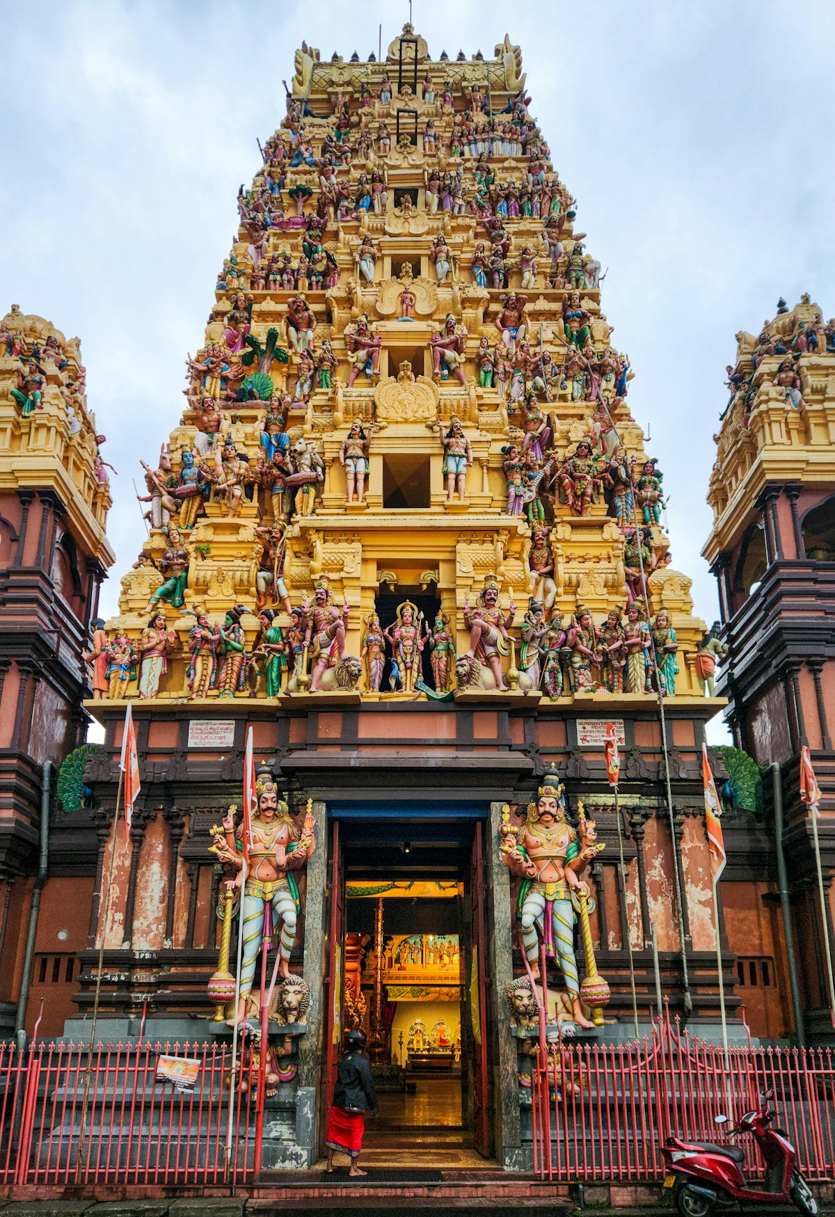 Colourful gopuram tower of a Hindu kovil in Colombo, Sri Lanka
