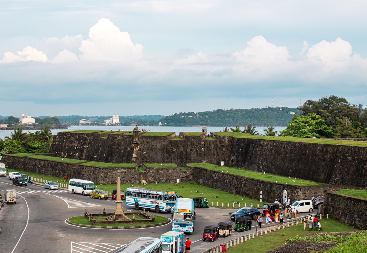 Historic Galle Fort and lighthouse from above, southern Sri Lanka