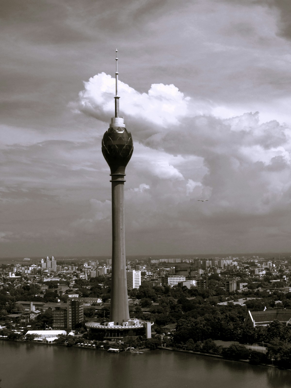 Colombo's Lotus Tower stands tall over the city skyline, Sri Lanka, accessible as a day trip from Negombo