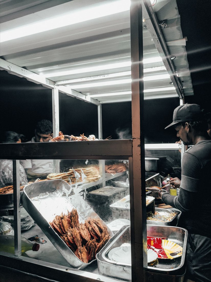 Night market street food stall in Sri Lanka