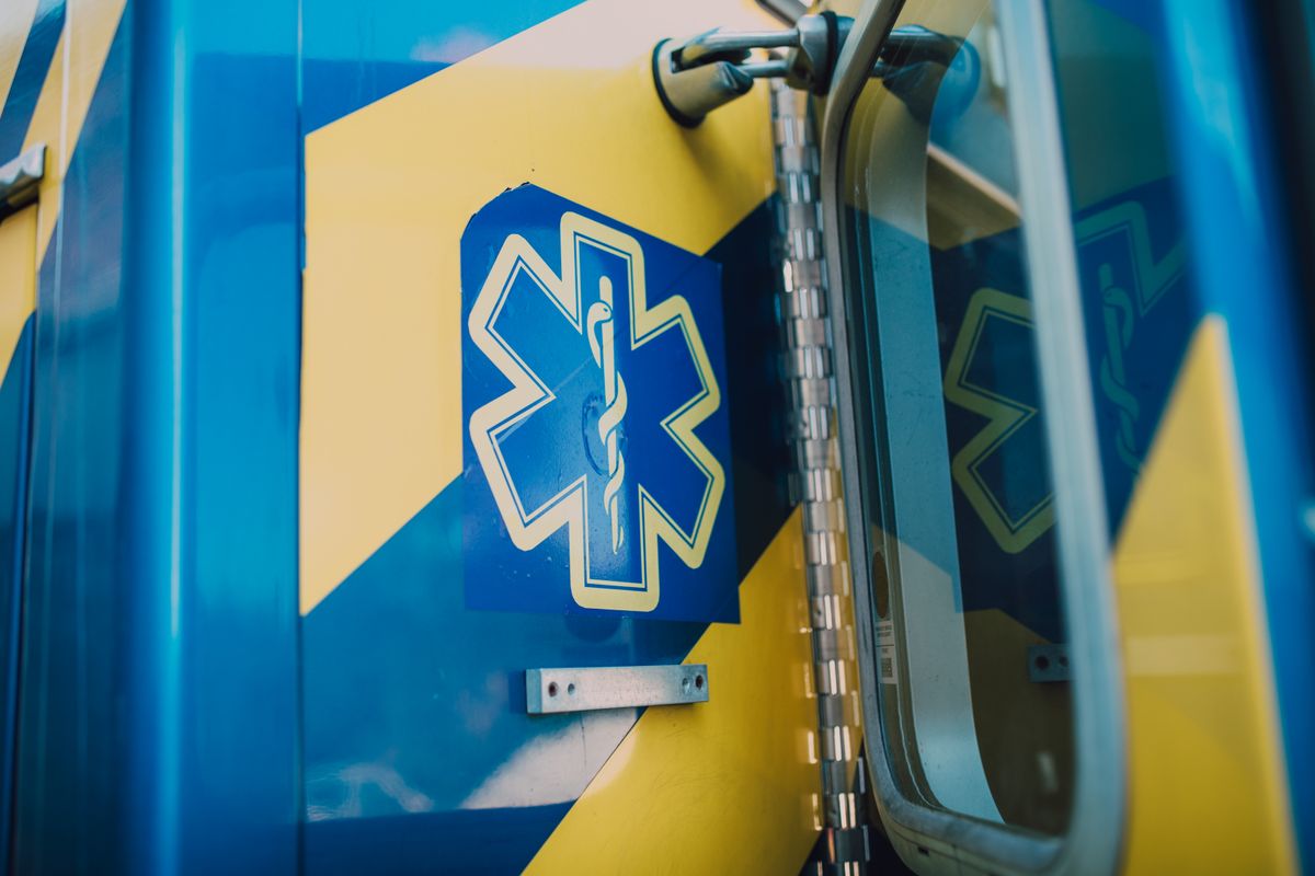 Star of Life emergency medical symbol on the door of an ambulance