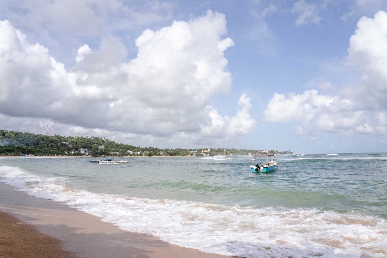 Boats on a south coast bay near Galle, Sri Lanka