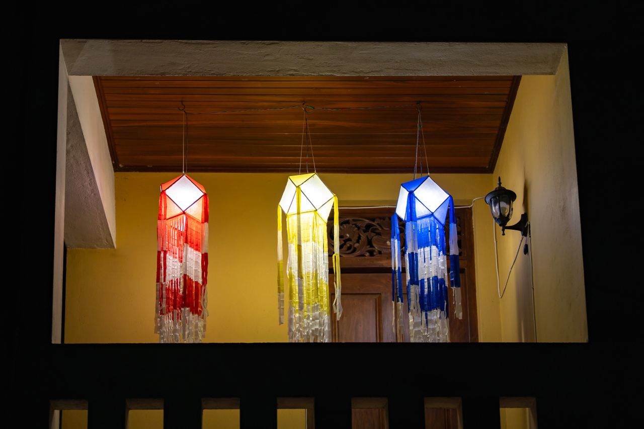 Vesak lanterns lighting up the night in Gampaha, Sri Lanka